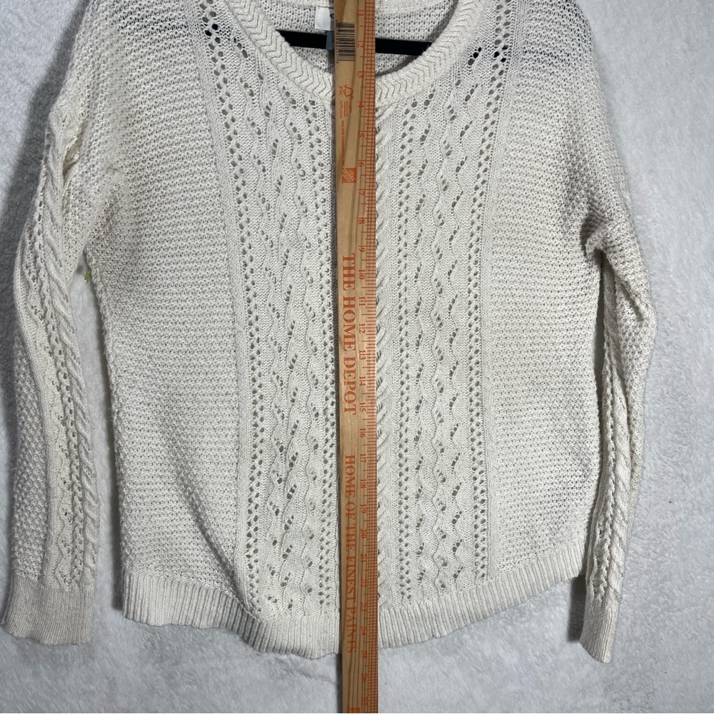 Old Navy Women's Cable Knit Sweater Cotton Blend Lightweight Cream Size Medium - Picture 10 of 10